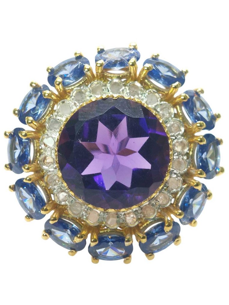 Senza prezzo di riserva - Anello - 9 kt Argento, Oro giallo Ametista - Pietre preziose miste #1.0