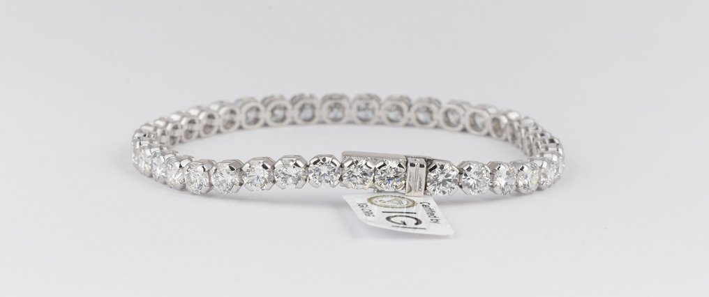 手鈪 - 14 克拉 白金 -  13.30ct. tw. 鉆石 (實驗室培育) - 0.35克拉网球手链 #2.1