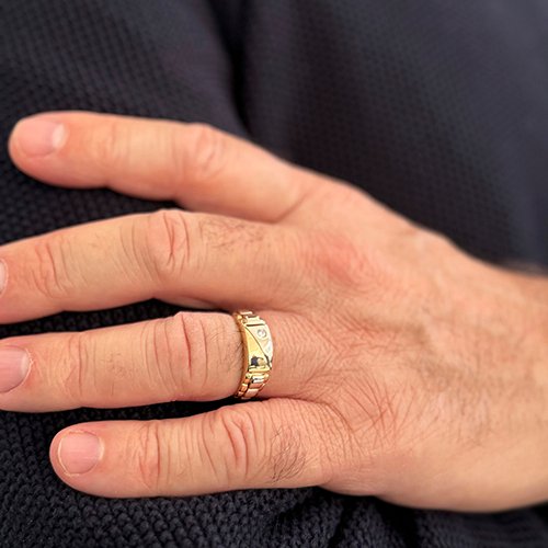 戒指 - 18K包金 黄金, 白金 钻石 (天然)  #1.0