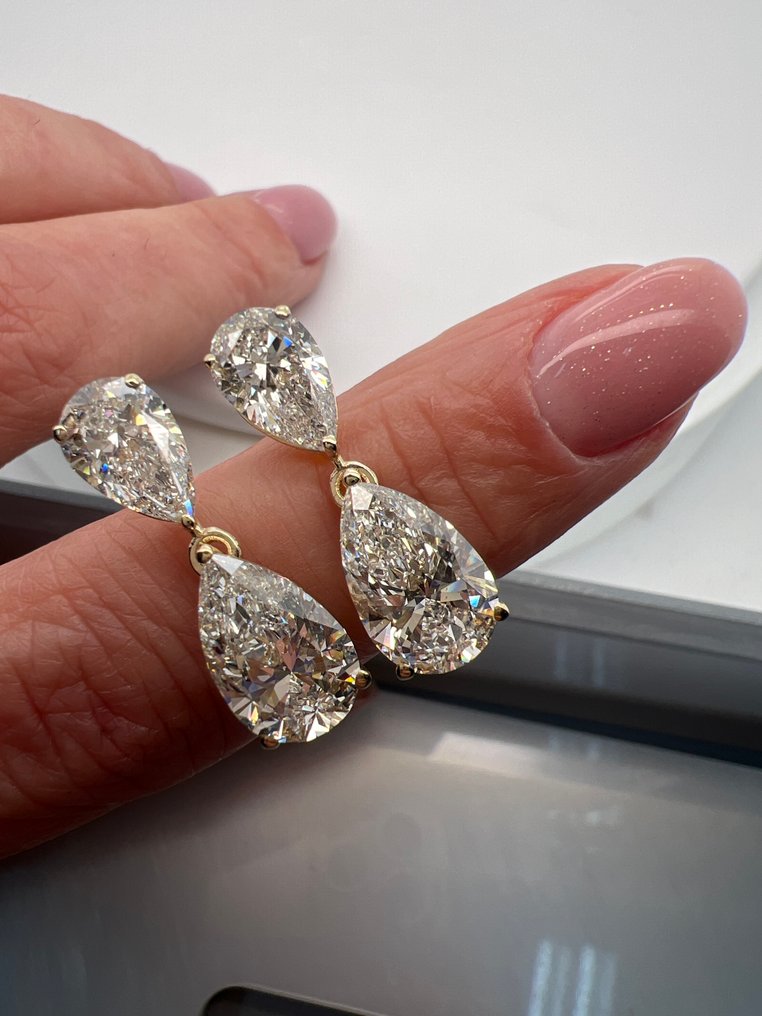 耳环 - 14K包金 黄金 -  9.12ct. tw. 钻石 (实验室培育) - 钻石 #1.0