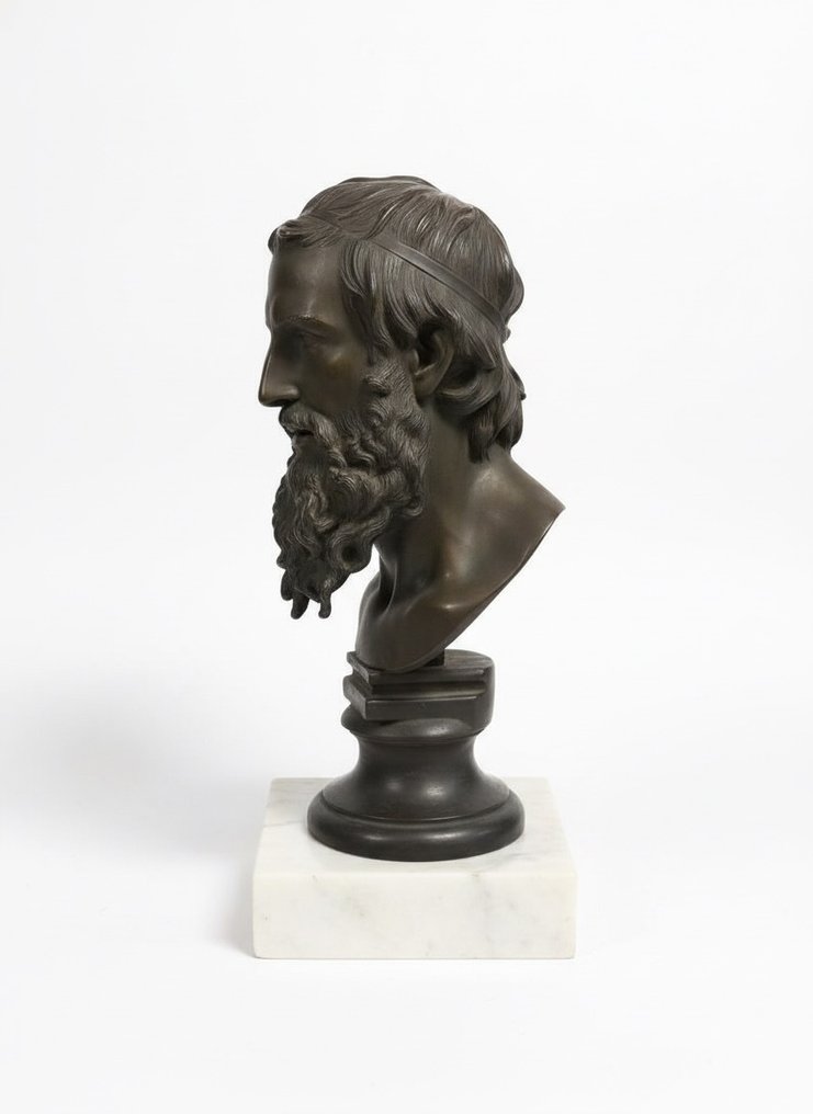 Fonderia Gemito - Dal modello di Vincenzo Gemito (1852-1929) - Statue, Il filosofo - 50 cm - Patinated bronze #2.1