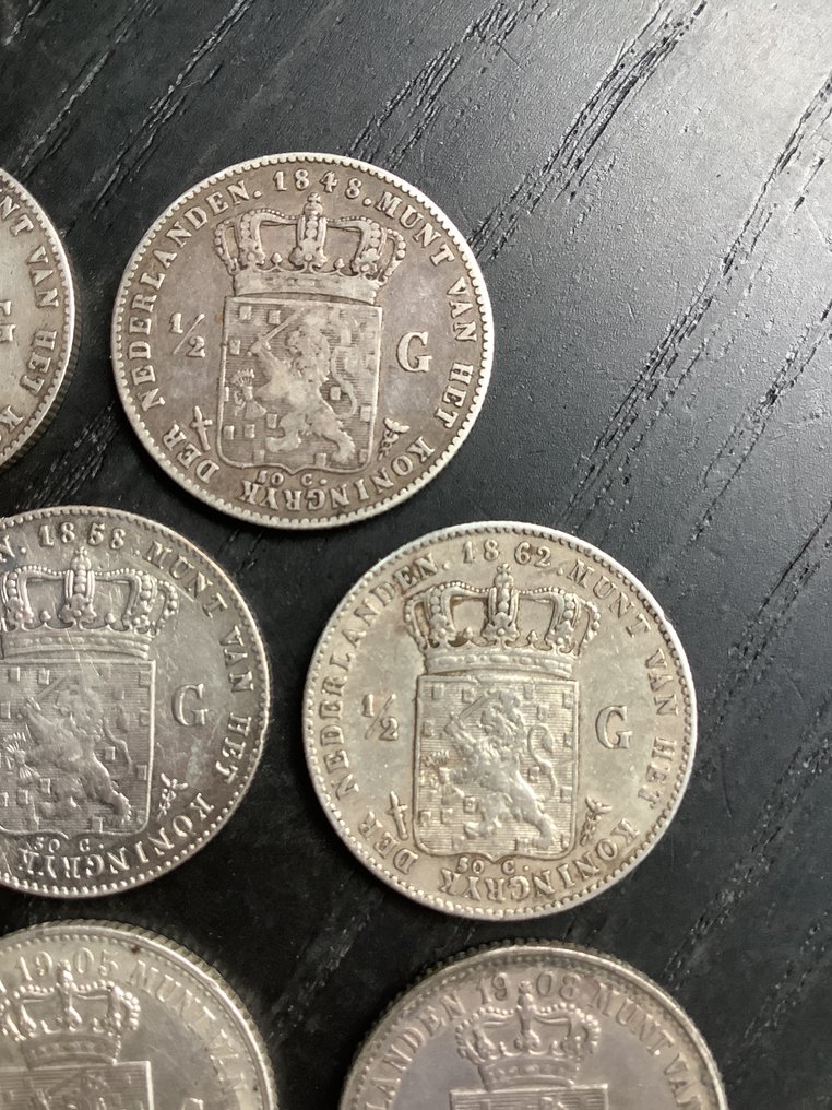 Netherlands. 1/2 Gulden 1847/1913, 10 stuks  (No reserve price) #2.1
