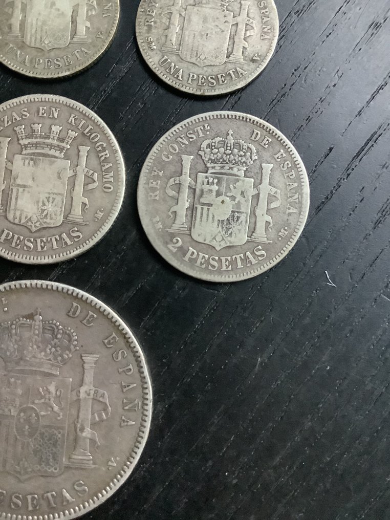 Spagna. 11 Munten 1870-1902 (Senza prezzo di riserva) #4.3