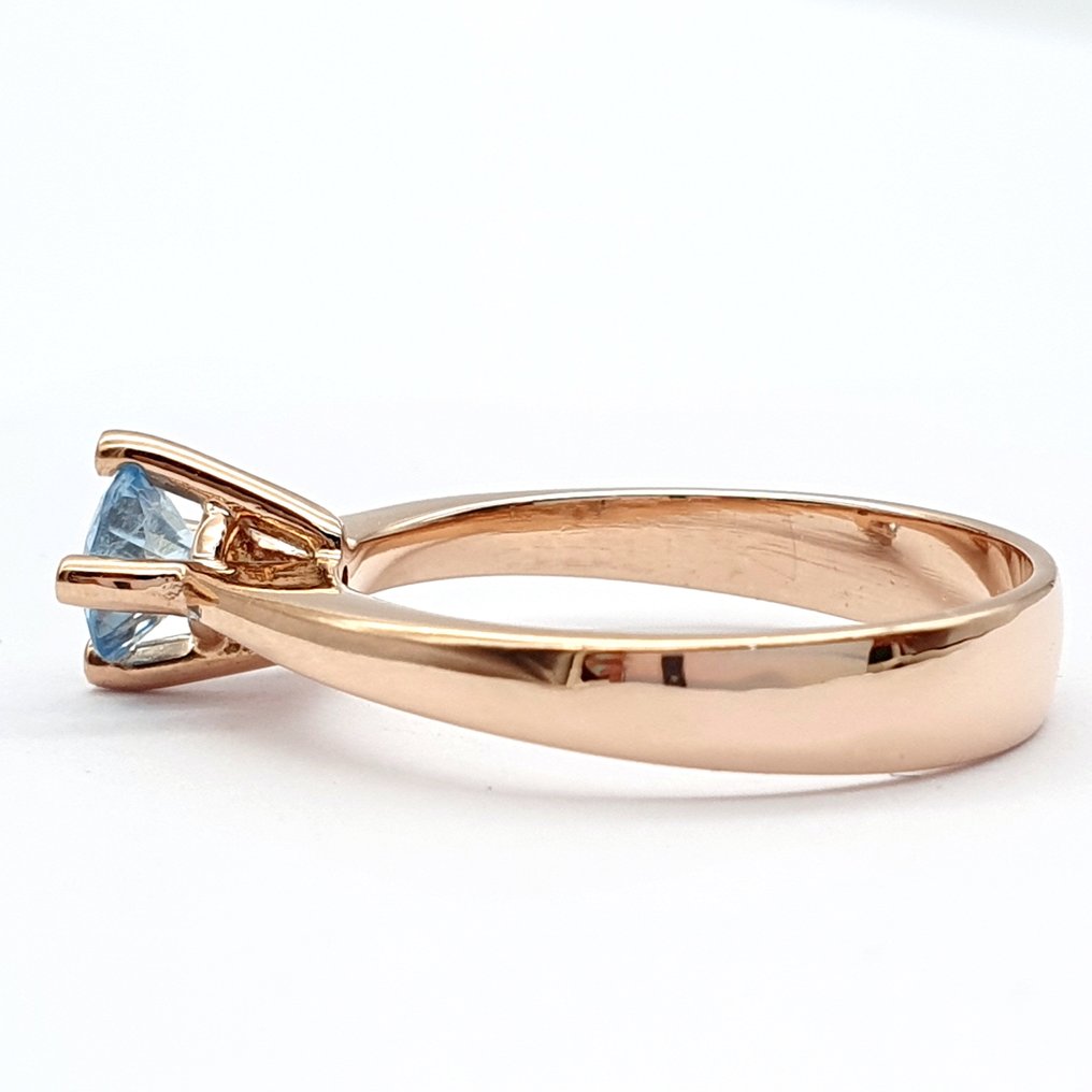 戒指 - 14 克拉 玫瑰金 -  0.50ct. tw. 海藍寶石 #2.1