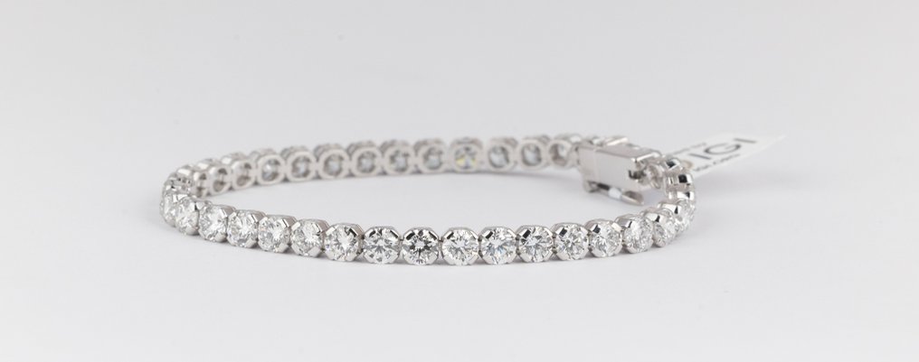 手鈪 - 14 克拉 白金 -  13.30ct. tw. 鉆石 (實驗室培育) - 0.35克拉网球手链 #1.0