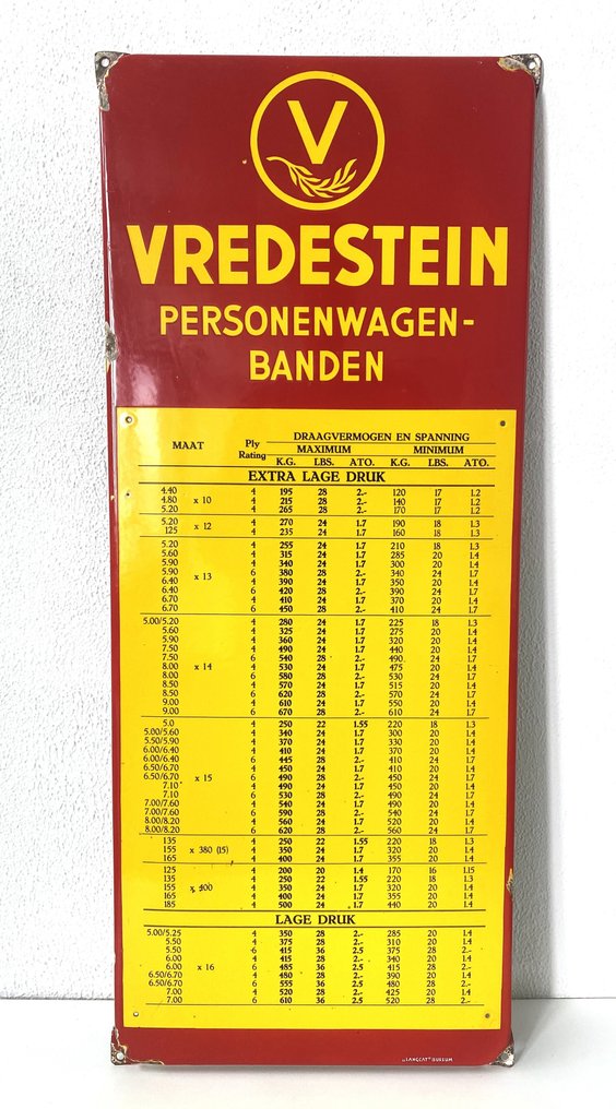 Vredestein passenger car tires - Sign - Enamel sign from Langcat Bussum #1.0