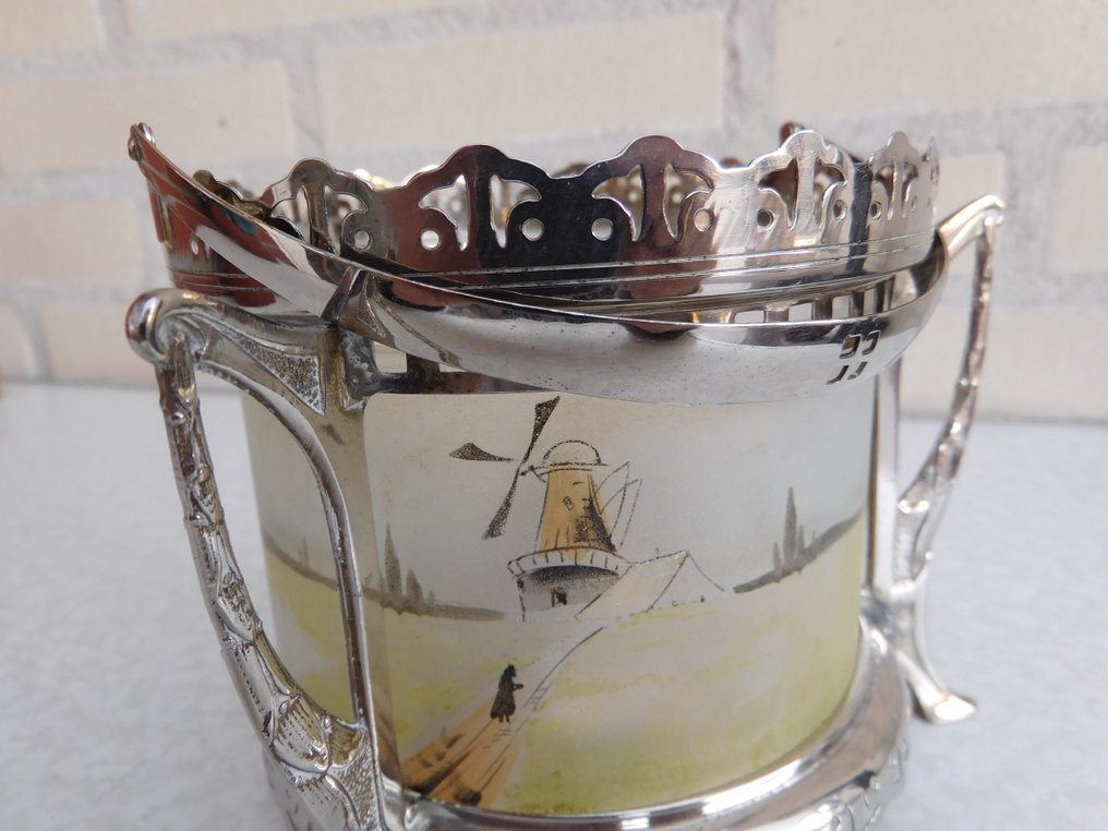 Tealight holder - Silver-plated metal - cut glass - Art Deco - Antiques #2.1