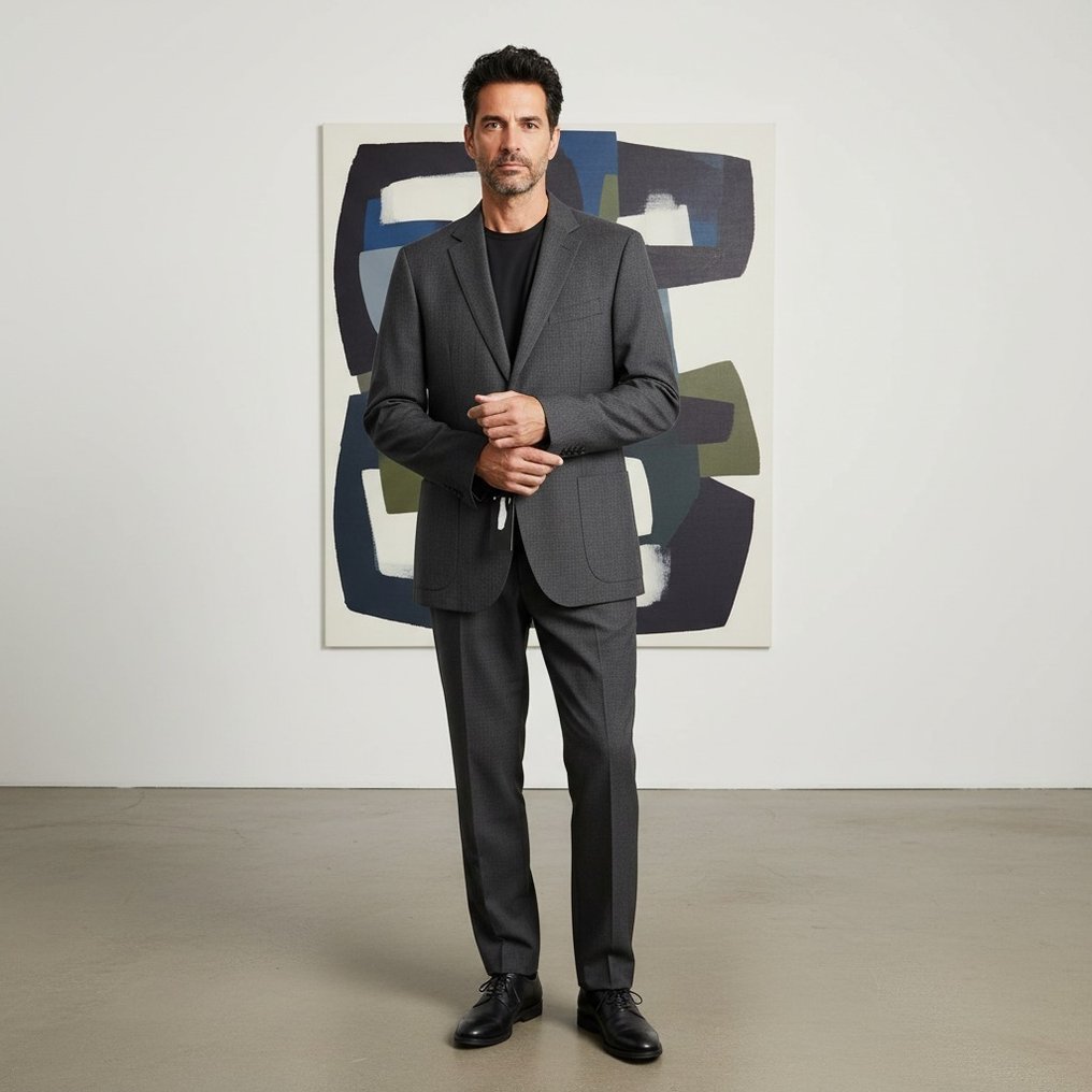 SANTANIELLO RRP 750€ Grey micro-check Wool Suit – Made in Italy - 56 IT - Férfi öltöny - Új és címkével #1.0