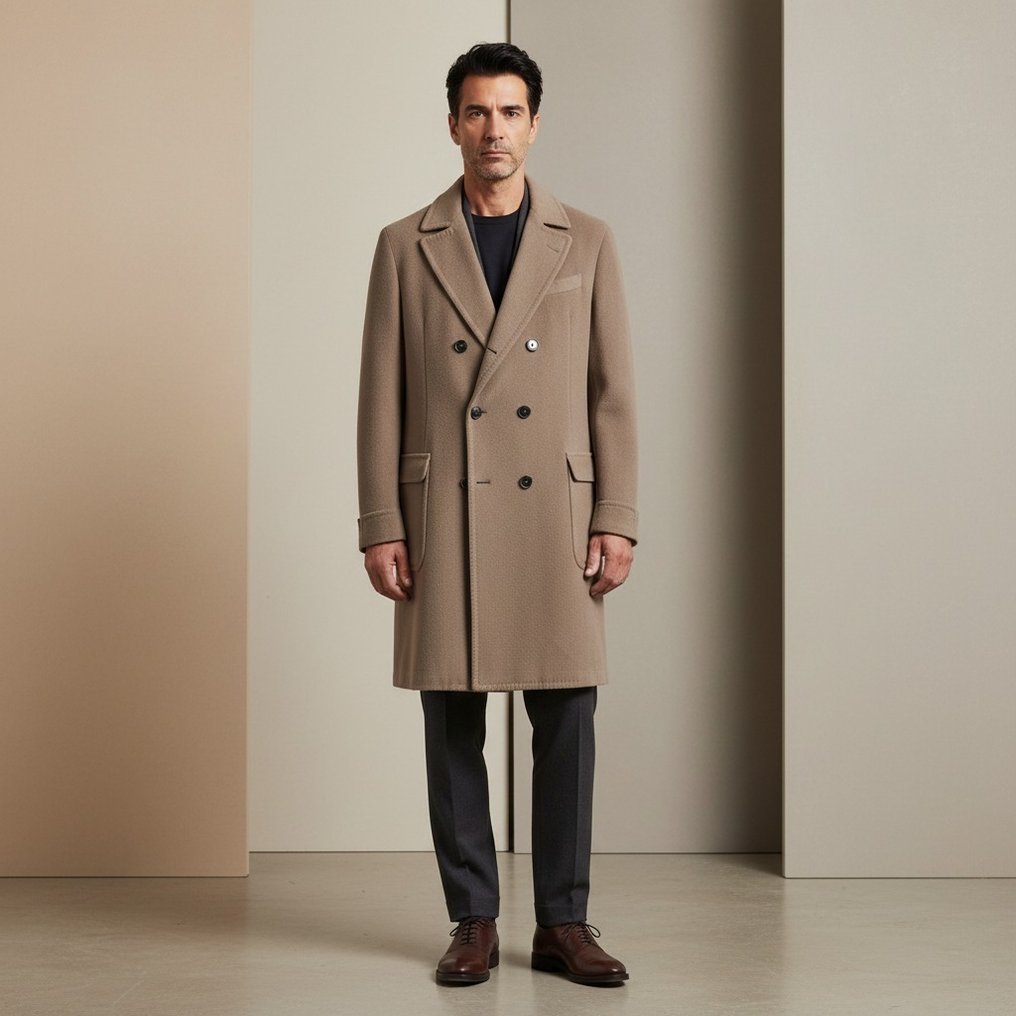 SANTANIELLO RRP 650€ Double-Breasted Coat Wool - beige – 48 IT - Coat - New with tags #1.0