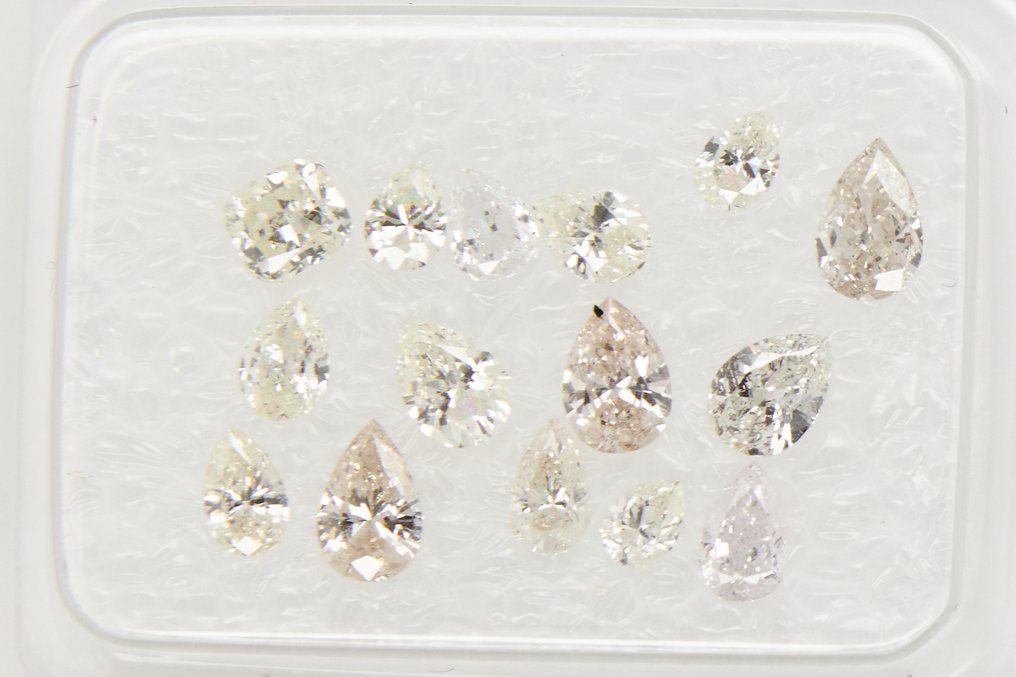 Ohne mindestpreis - 15 pcs Diamant (Natürlich) - 1.09 ct - Gemischte Form - VS1, VS2, SI1, SI2, I1 - Gem Report Antwerp (GRA) #2.1