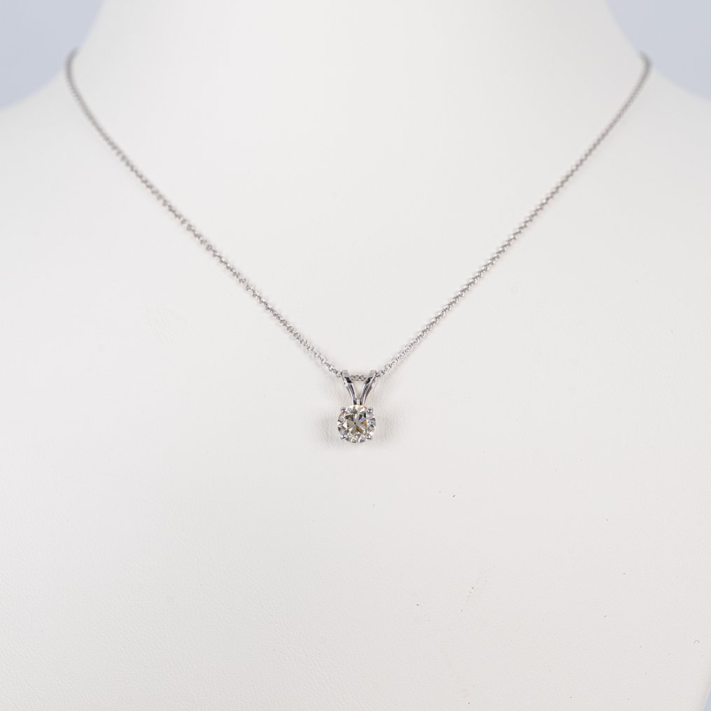 没有保留价 - 吊坠项链 - 14K包金 白金 -  0.80ct. tw. 钻石 (天然) - IGI #1.0