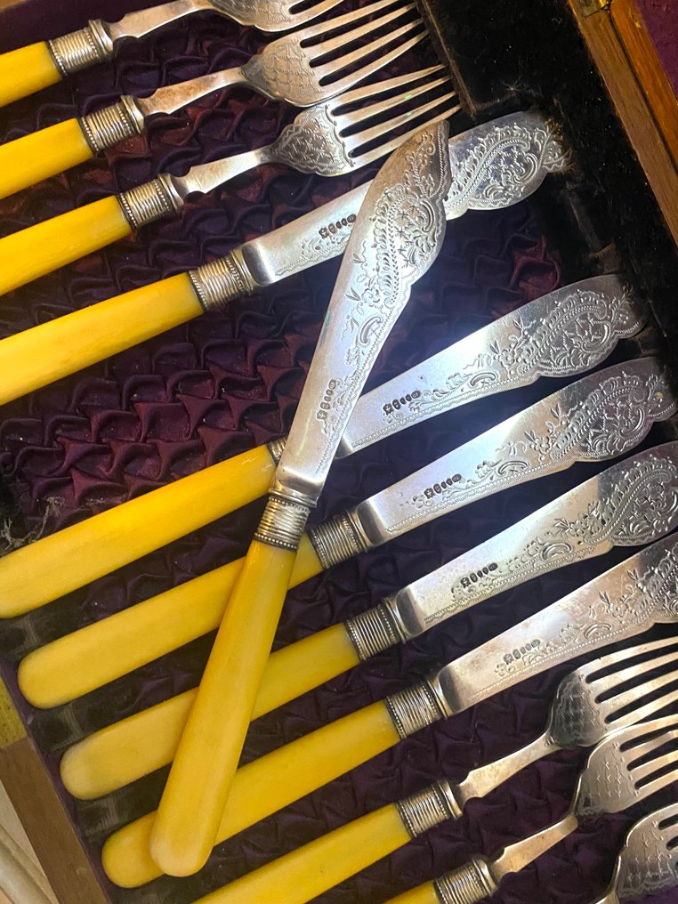 Feuillage  ciselé - 餐具套装 (12) - 镀银 #4.3