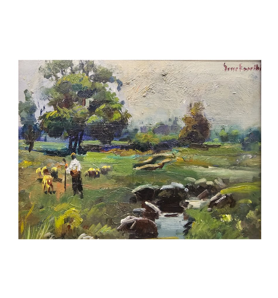 Miquel Serra Escriba (1947) - NO RESERVE - Shepherd on the riverbank #2.1