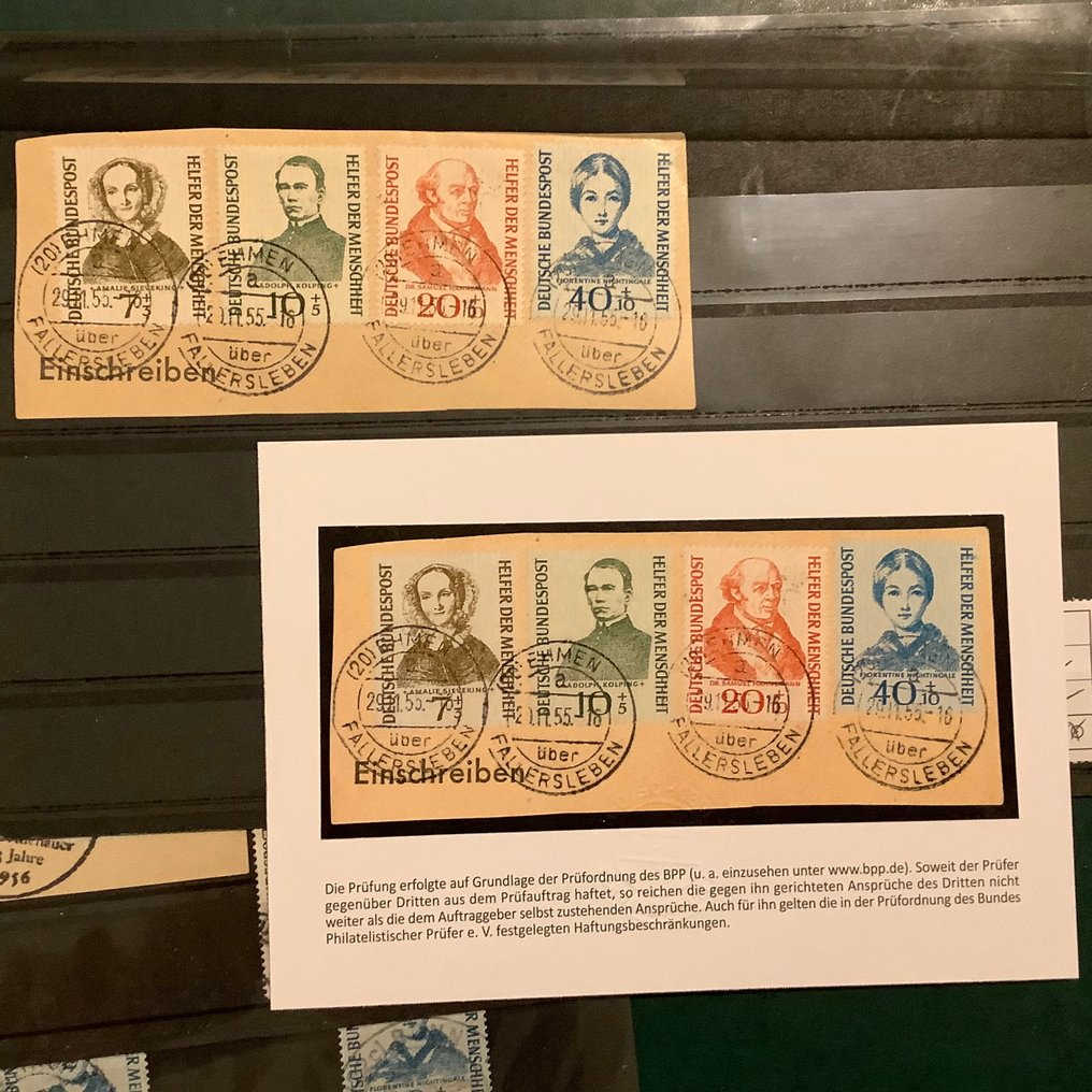 德国，联邦共和国 1955 - 人类助手 - 11个系列，其中1个具有完美状态的Schlegel - Michel 222/225 #1.0