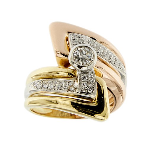 Statement δαχτυλίδι - 18 καράτια Κίτρινο χρυσό, Λευκός χρυσός, Ροζ χρυσό Διαμάντι (Φυσικό)  #2.1