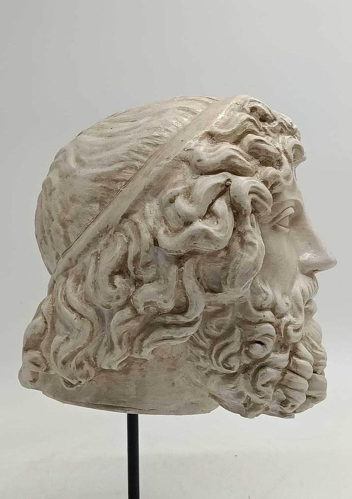 Scultura, Testa di Zeus - 32 cm - polvere di marmo #1.0
