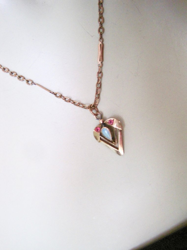 χωρίς τιμή ασφαλείας - Σετ κοσμημάτων 2 τεμαχίων Επιχρυσωμένο Οπάλιο - Συνθετικός πολύτιμος λίθος #3.2