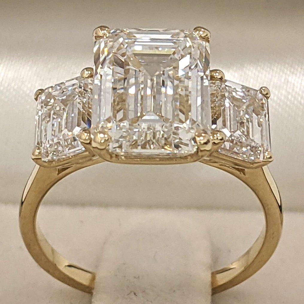 χωρίς τιμή ασφαλείας - Δαχτυλίδι - 14 καράτια Κίτρινο χρυσό -  7.17ct. tw. Διαμάντι (Εργαστηριακής καλλιέργειας) - Διαμάντι - E-F VVS2 IGI #3.2