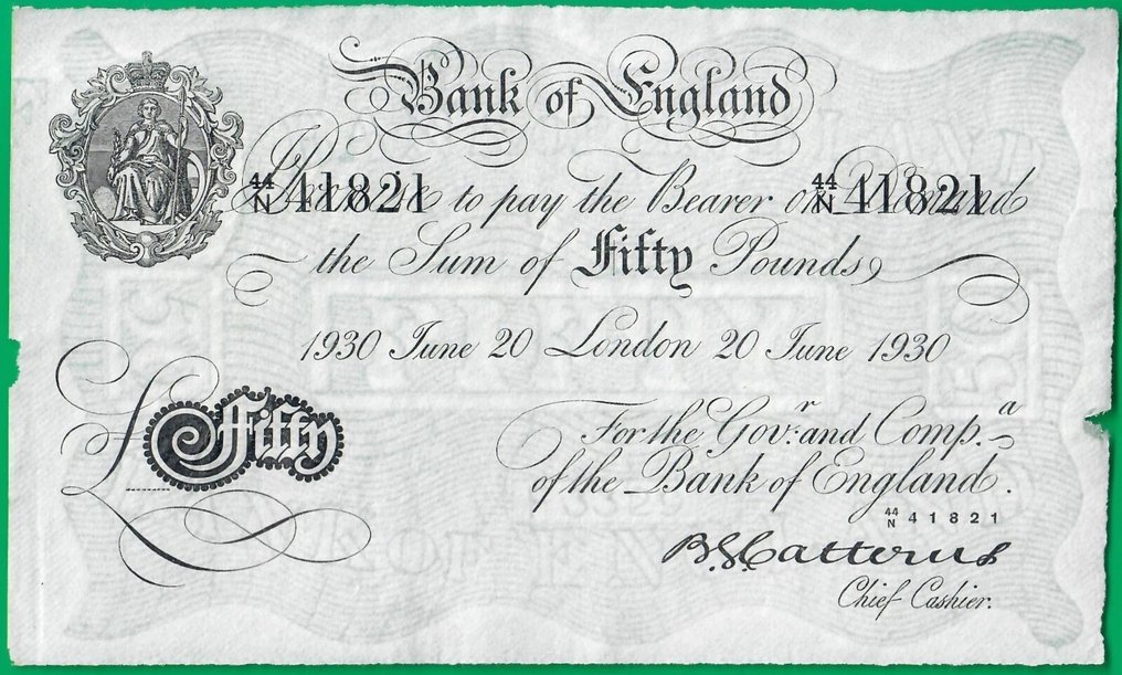Great Britain. - 50 pounds 20/6/1930 - Pick 331x - Operation Bernhard forgery - Catterns #1.0