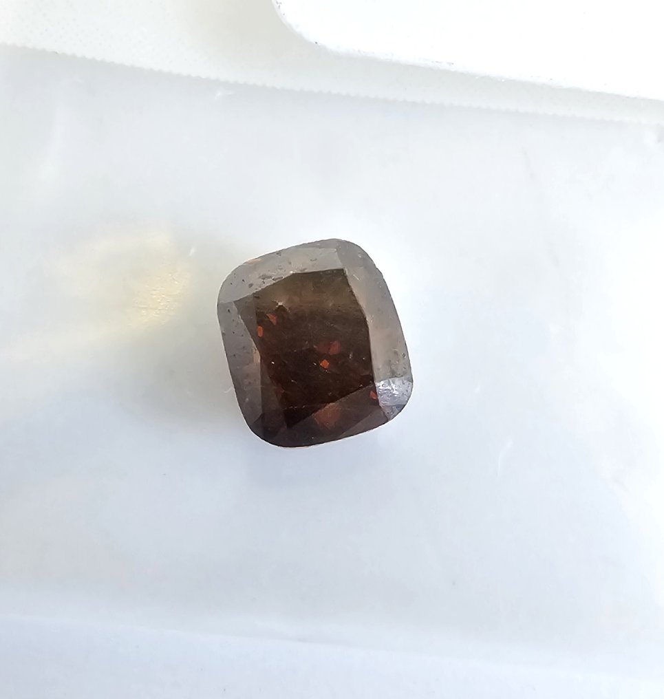 没有保留价 - 1 pcs 钻石 (天然) - 0.50 ct - 枕形 - SI2 微内含二级 - 国际宝石研究院(IGI) - 花哨的深棕色橙色 #4.3