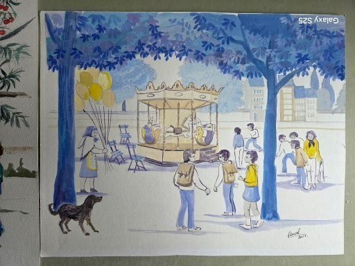 Jacques Denoël - 2 水彩 - Klimmen in de fruitboom - Samen bij de draaimolen - 2001 #2.1