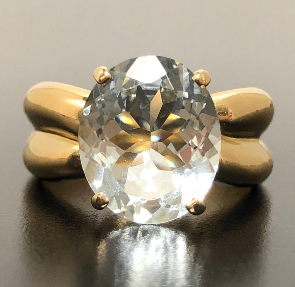 Sans prix de réserve - Bague - 18 carats Or jaune -  4.21ct. tw. Aigue-marine #1.0