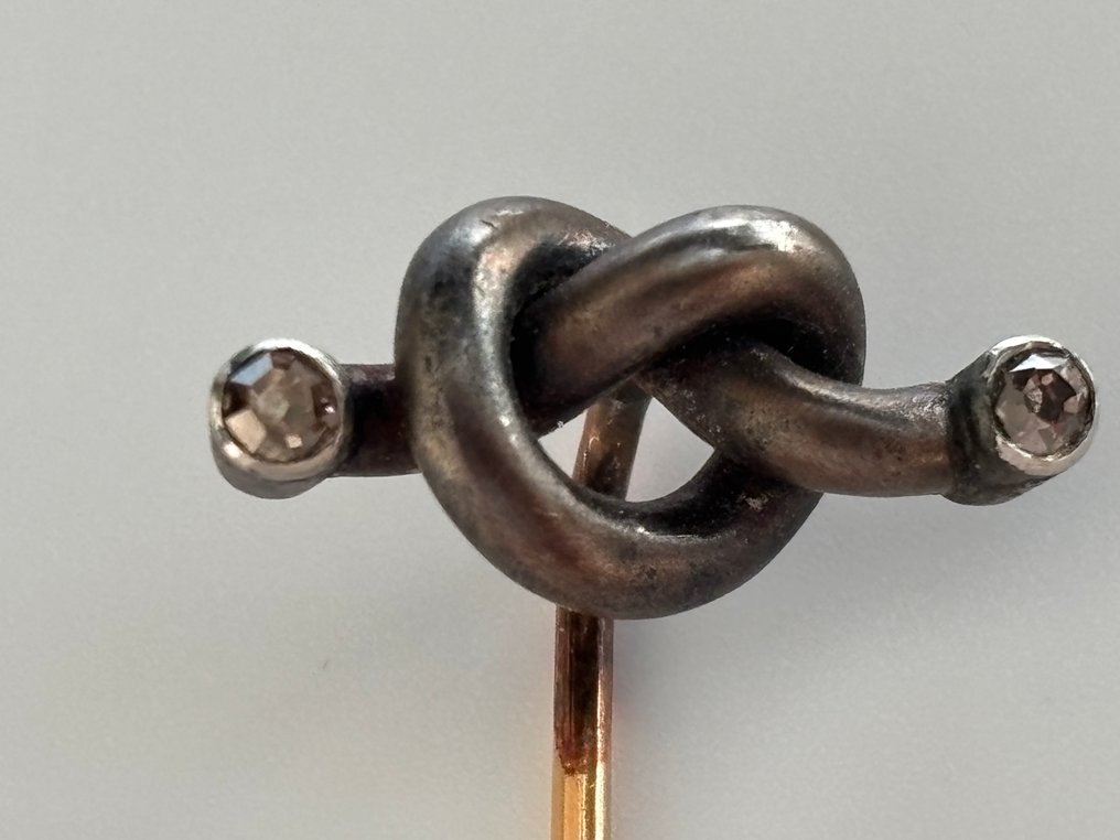 Mitteleuropa (Allemagne/Autriche), vers 1890-1905 Or, Argent Épingle de revers / épingle de cravate avec diamants #2.1