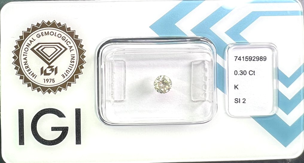 没有保留价 - 1 pcs 钻石  (天然)  - 0.30 ct - 圆形 - K - SI2 微内含二级 - 国际宝石研究院（IGI） #2.1