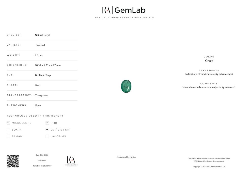 χωρίς τιμή ασφαλείας Πράσινο Σμαράγδι - 2.91 ct - Διεθνής Ένωση Έγχρωμων Πολύτιμων Λίθων (ICA GemLab) - Αποκλειστικό διαμάντι #2.1