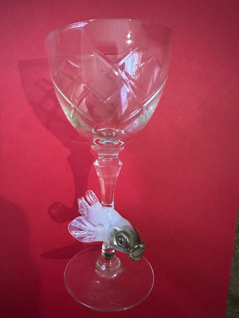 Ποτήρι κρασιού - Γυαλί - Γυάλινη βάση, γλυπτό ψάρι #2.1