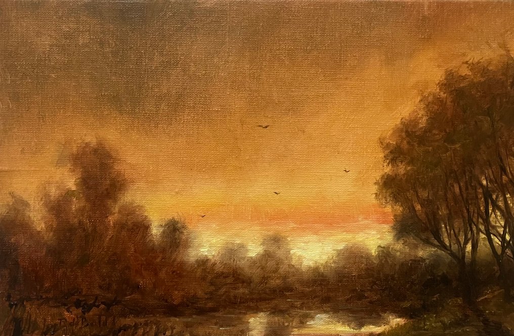 R. de Beeld (XX) - Boslandschap bij schemering #3.2