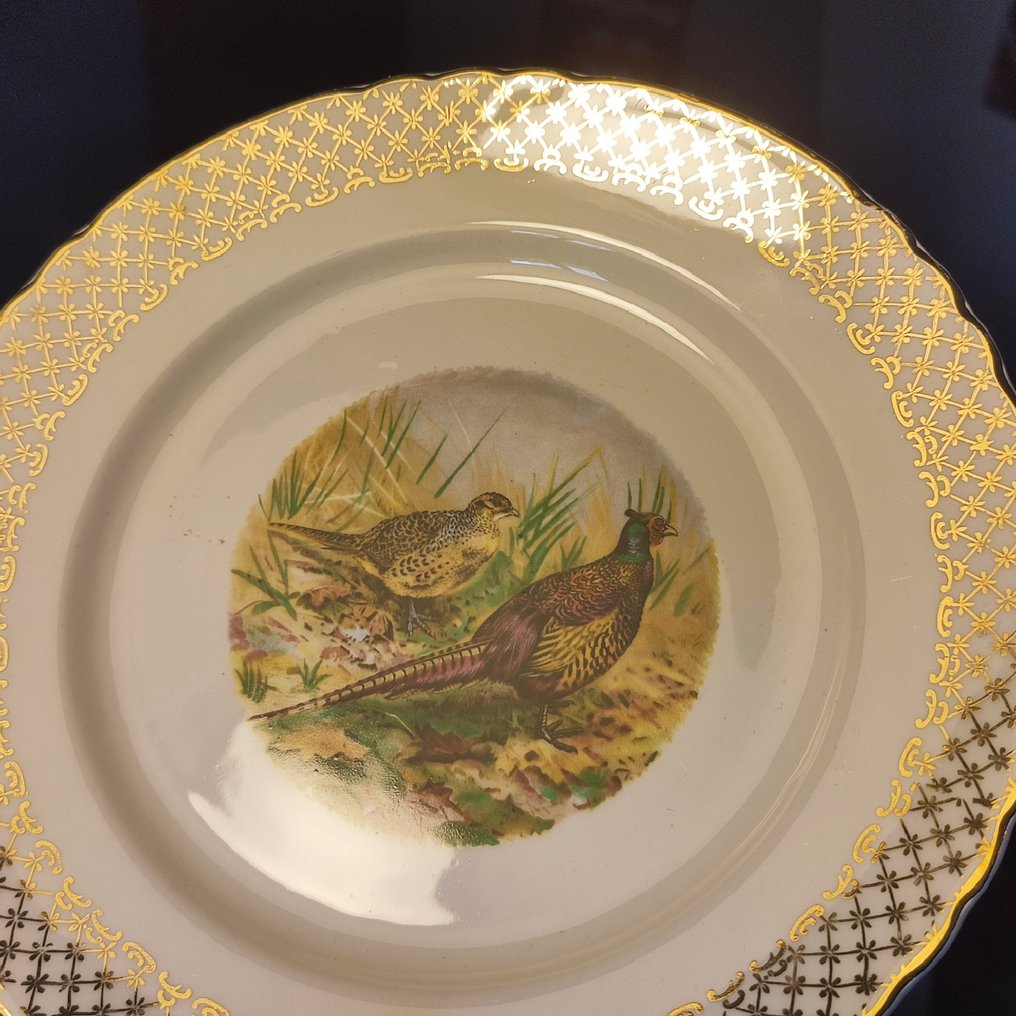 Moulin des Loups Orchies - 成套餐具 (13) - 羽毛鸟类的自然主义装饰 - 法国彩陶 - 服务猎物 / 狩猎 #3.2