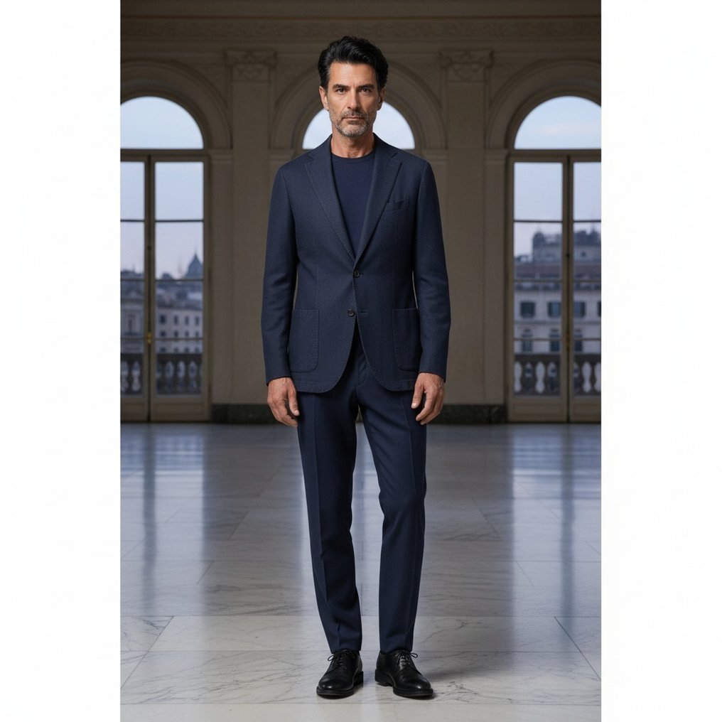 SANTANIELLO RRP 750€ Blue Navy Washed Wool Suit – Made in Italy - 48 IT - Men's suit - New with tags #1.0