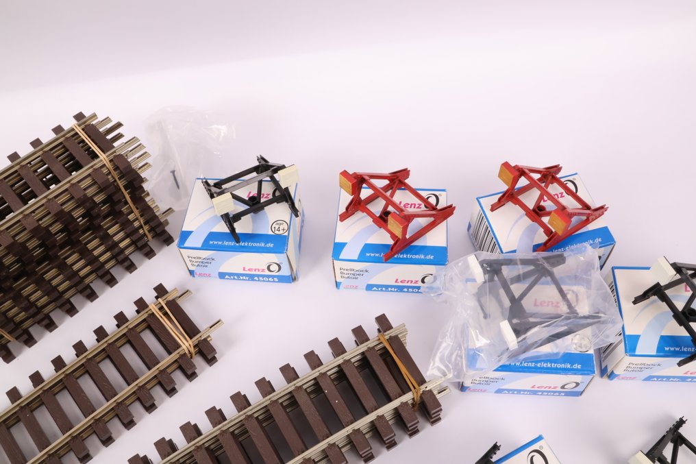Lenz 0 - 45065/45092/45012/Etc. - Voie ferrée pour trains miniatures (49) - Ensemble de 49 rails et accessoires #1.0