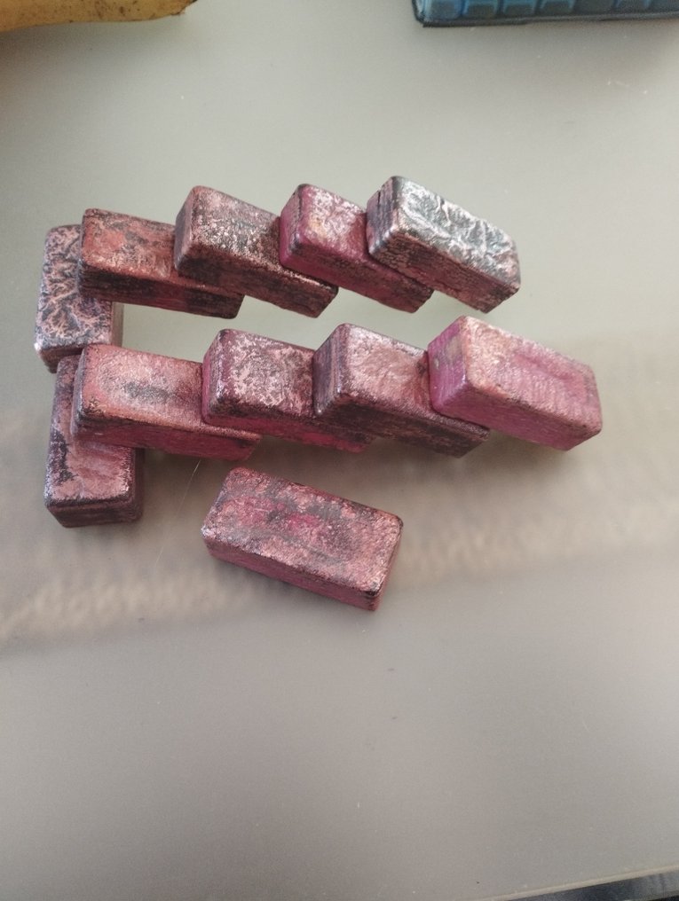 11 lingots en cuivre . Poids total 3.485 kg .999  (Sem preço de reserva) #1.0