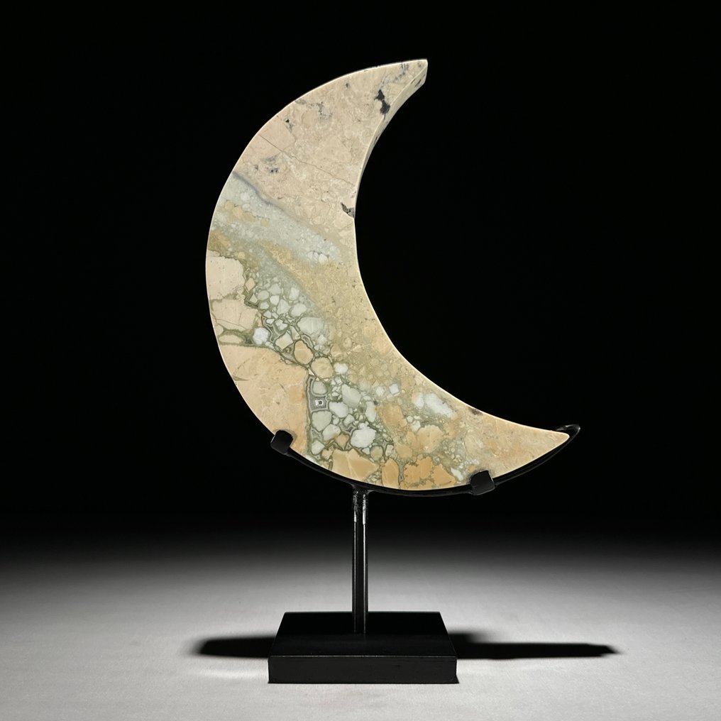 无底价 - 精美玛瑙新月 月形，放在定制支架上 - 高度: 28.2 cm - 宽度: 17.5 cm- 1700 g - (1) #1.0