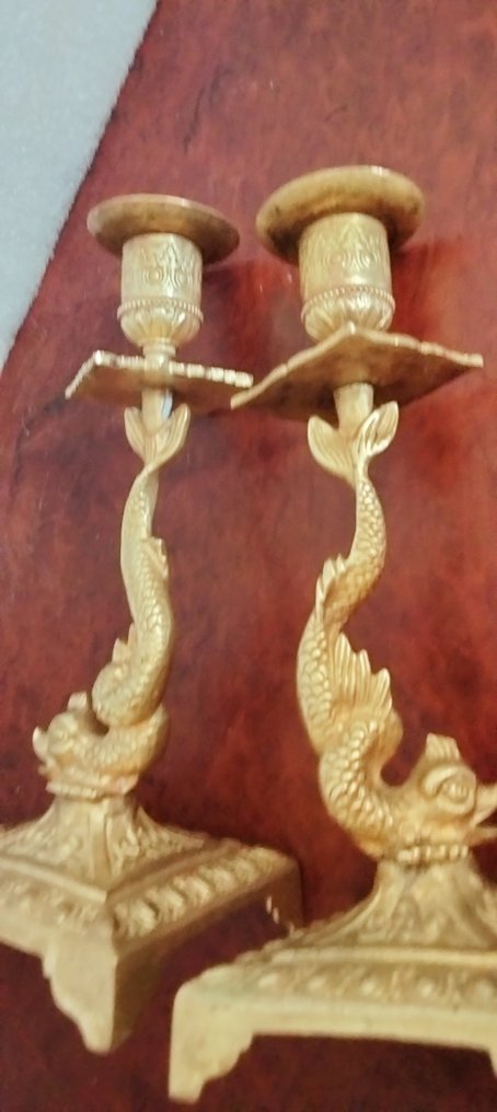Κηροπήγιο Poisson (2) - Gilt bronze - Σπάνια ζεύγη B μπρονζέ #4.3