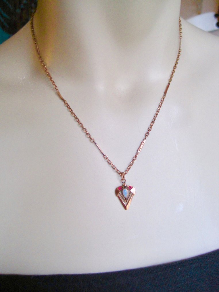 χωρίς τιμή ασφαλείας - Σετ κοσμημάτων 2 τεμαχίων Επιχρυσωμένο Οπάλιο - Συνθετικός πολύτιμος λίθος #1.0