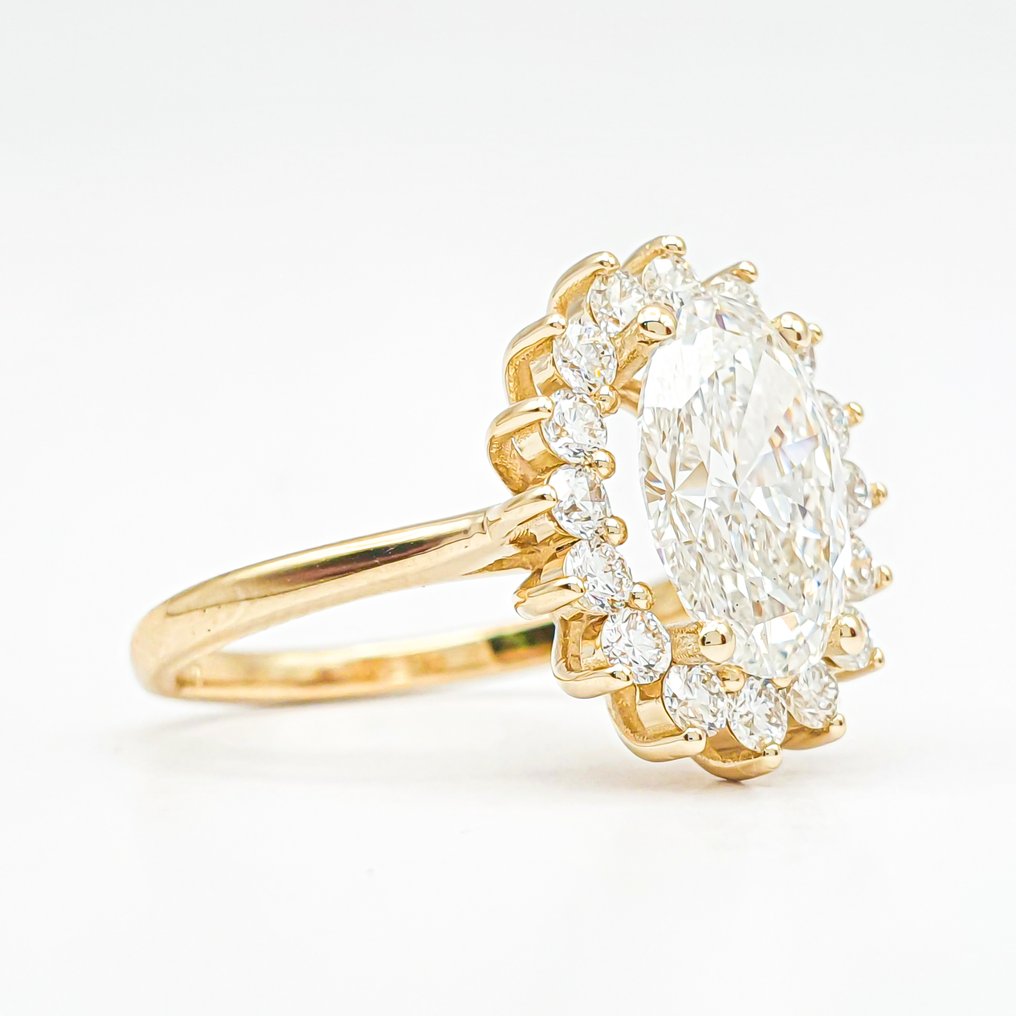 戒指 - 14 克拉 黃金 -  2.60ct. tw. 鉆石 (實驗室培育) - 鉆石 - E VS1 IGI #4.3
