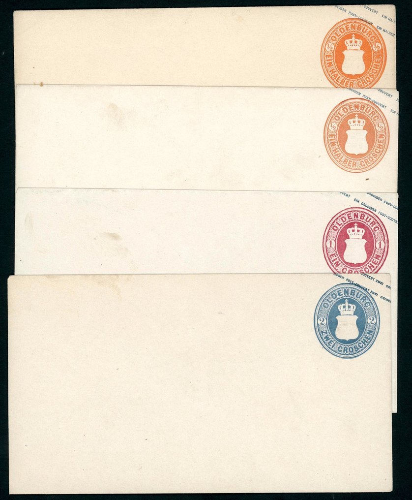 奥尔登堡 1863 - 四种邮资已付的邮政用品 - Michel U9-U12 #1.0