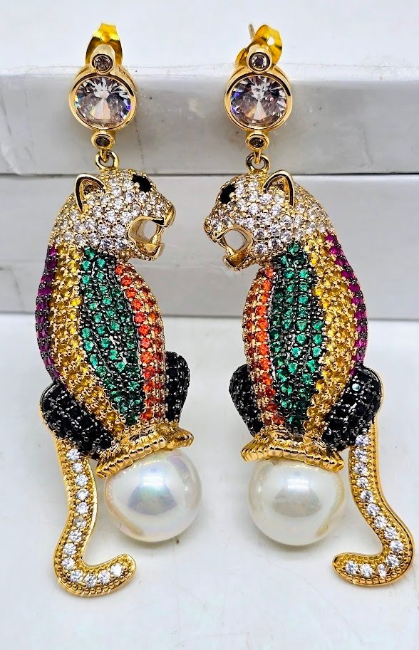 Other brand - 鍍金 - 耳環 - Panthère吊坠令人惊艳 #2.1