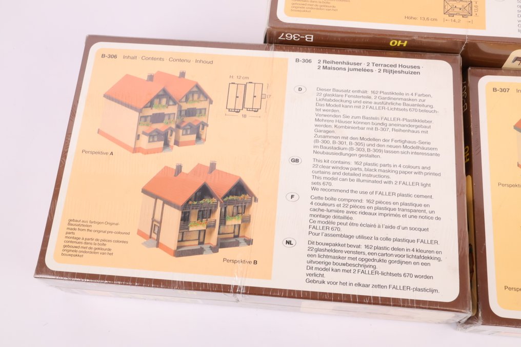 Faller H0 - B-367/B-307/B-306 - Modellvonat építőkészletek (3) - Három házépítőkészlet. #4.3