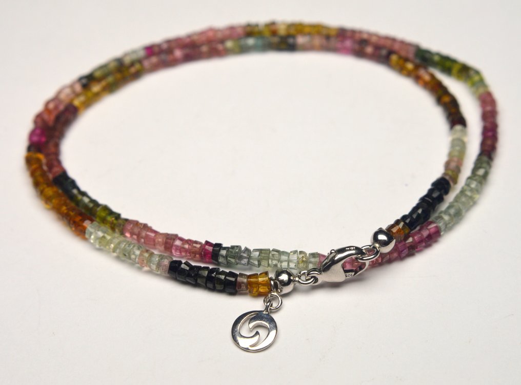 Turmaliini - 925 hopeaa - 10,48 g - Kaulakoru - Ruskea savukvartsi #1.0