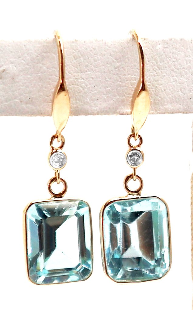 Sans prix de réserve - Boucles d'oreilles - 14 carats Or jaune Topaze - Diamant #1.0