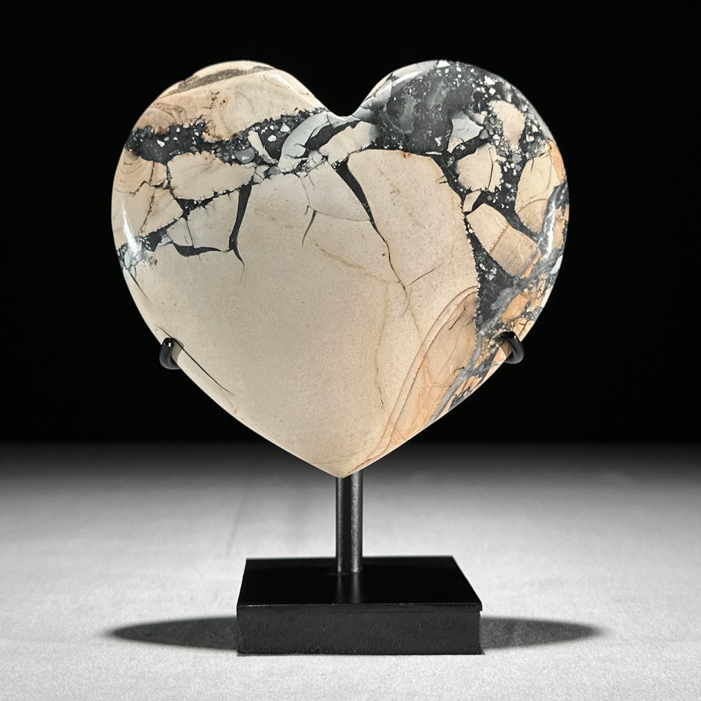 Ingen minstepris - Fabelaktig par polerte gule Maligano Jaspers Hjertformet på tilpassede stativer.- 3800 g - (2) #2.1