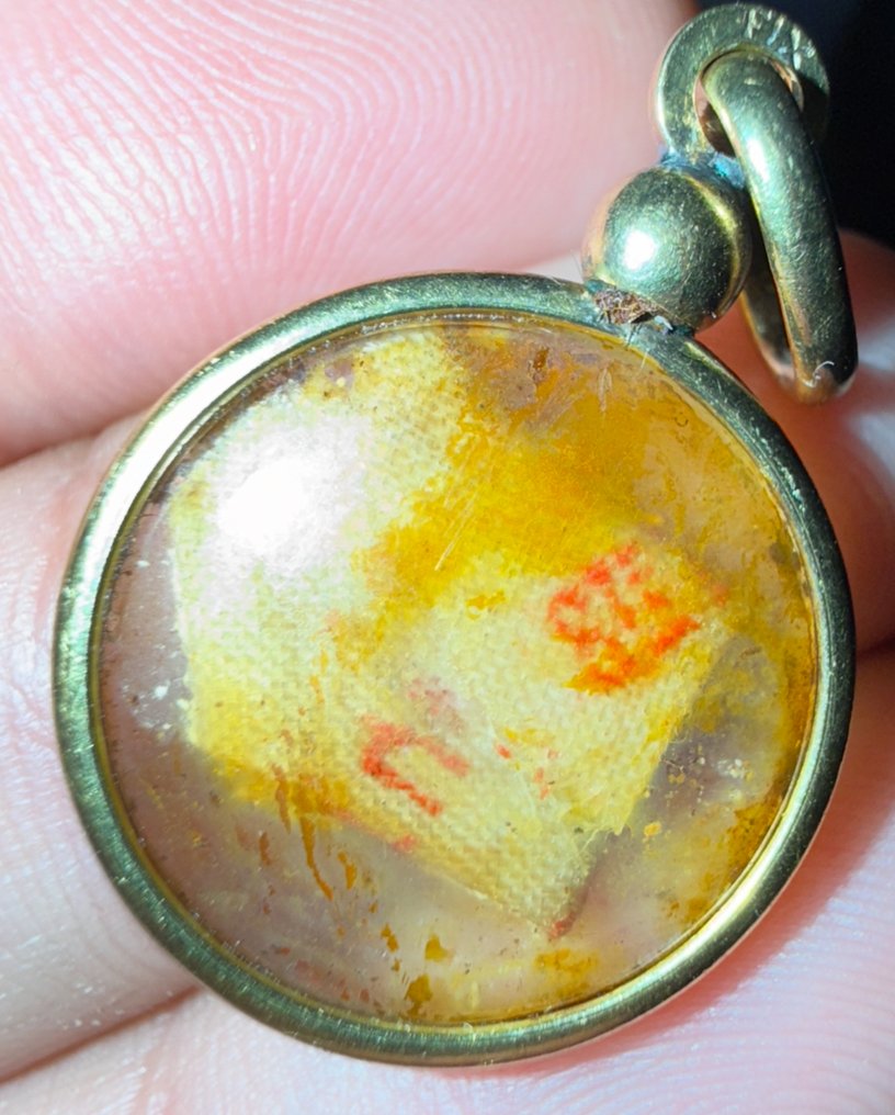 Złocone, Ciekawy, gotycki wisiorek-relikwia z połowy XIX wieku, w stylu wiktoriańskim, wykonany z - Wisiorek - Saint Therese de Lisieux #4.3