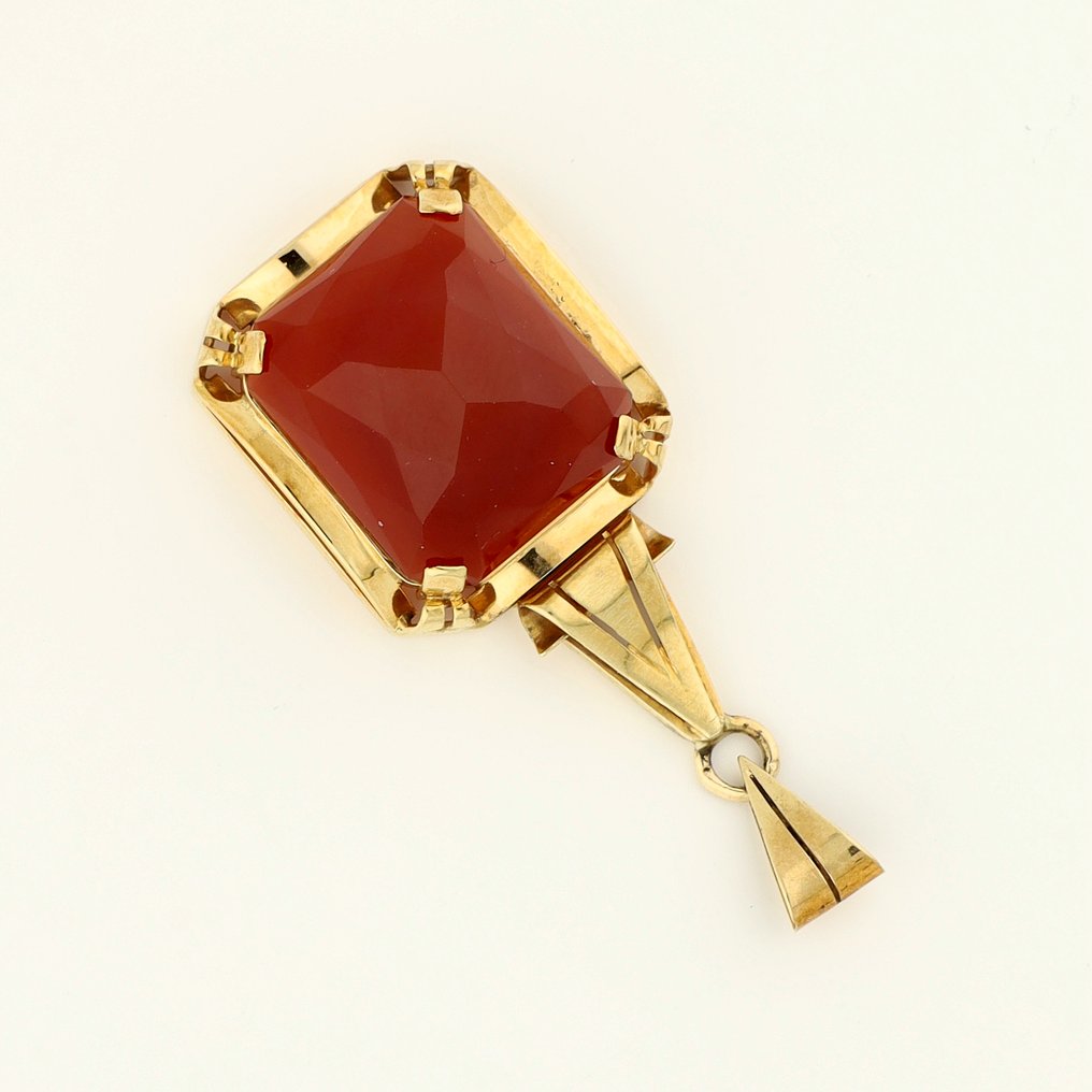 Zonder minimumprijs - Hanger - 14 karaat Geel goud - 5.88ct. tw. Carneool #4.3