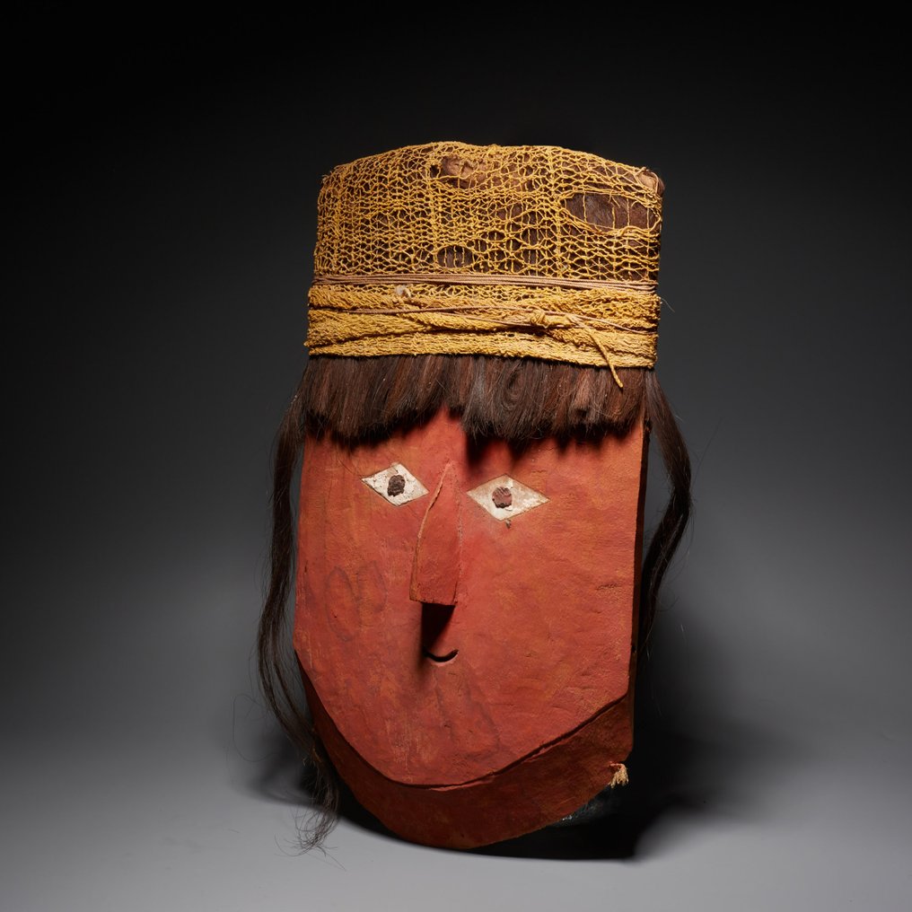 Chancay,秘鲁 木 葬礼面具。公元1100年至1400年。高32厘米。西班牙出口许可证。 #2.1