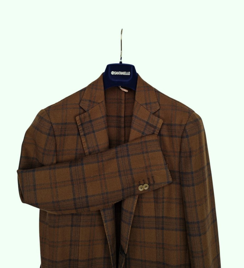 SANTANIELLO RRP 600€ – Brown Checked Wool Blazer – Made in Italy - 48 IT - Μπλέιζερ - New with tags #1.0