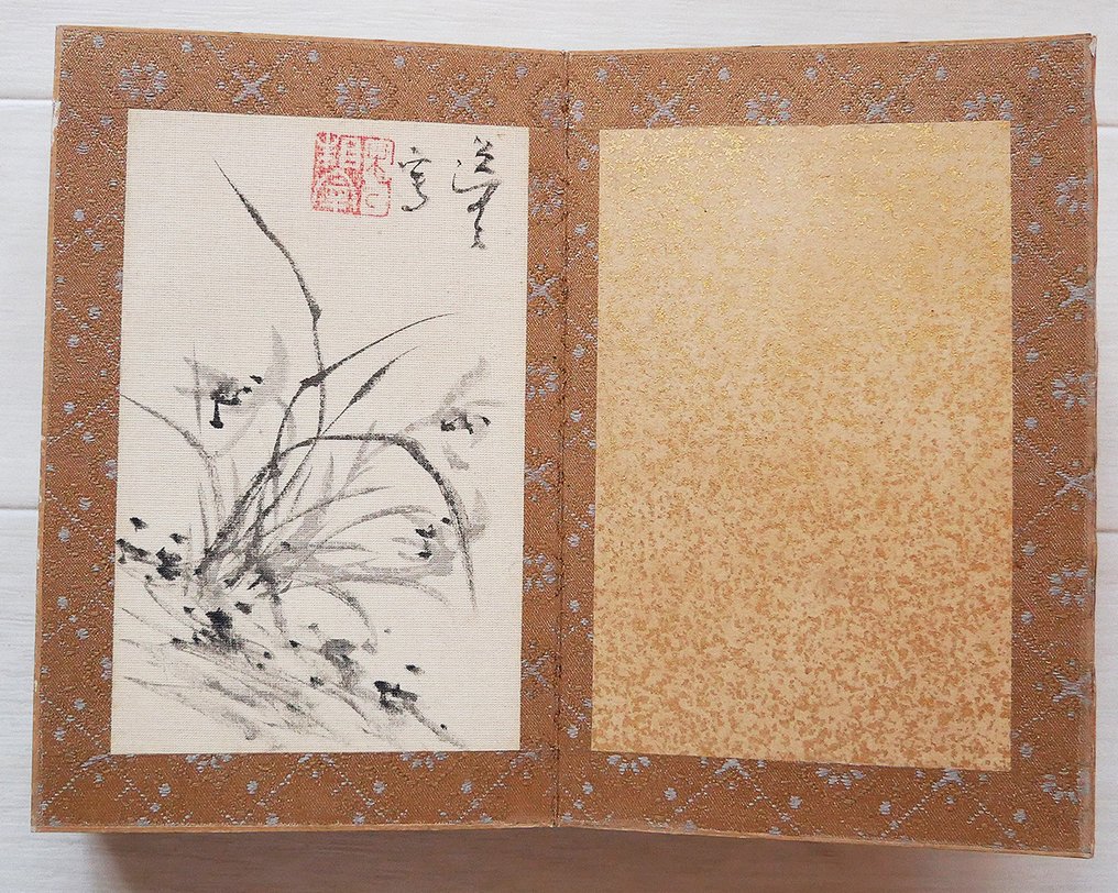 非常精美的水墨画集,描绘不同植物,签名。 - 真丝 - Kinoshita Itsuun (1800-1866) - 日本 - Late Edo period #1.0